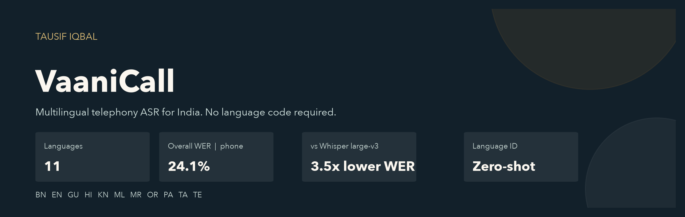 VaaniCall — multilingual telephony ASR for India